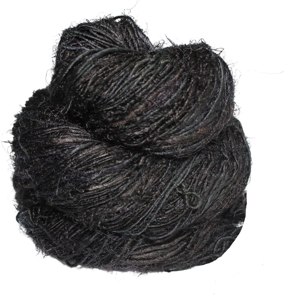 Knitsilk Fil Recyclé en Soie de Sari, Poids Worsted - Noir | Plus de 135 mètres, 100g