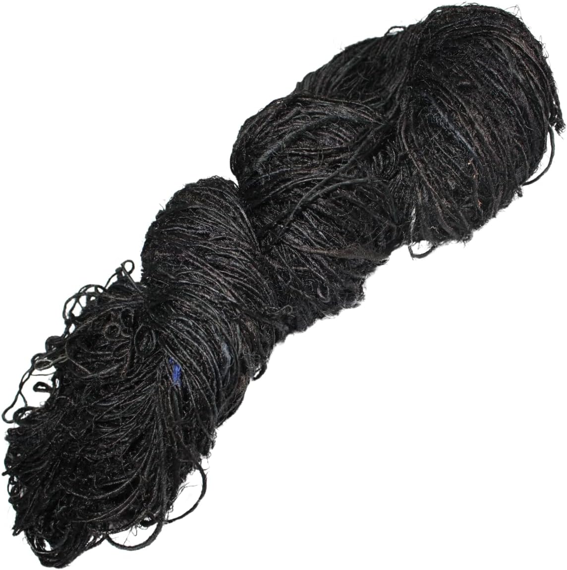 Knitsilk Fil Recyclé en Soie de Sari, Poids Worsted - Noir | Plus de 135 mètres, 100g