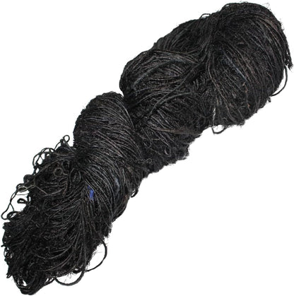 Knitsilk Fil Recyclé en Soie de Sari, Poids Worsted - Noir | Plus de 135 mètres, 100g