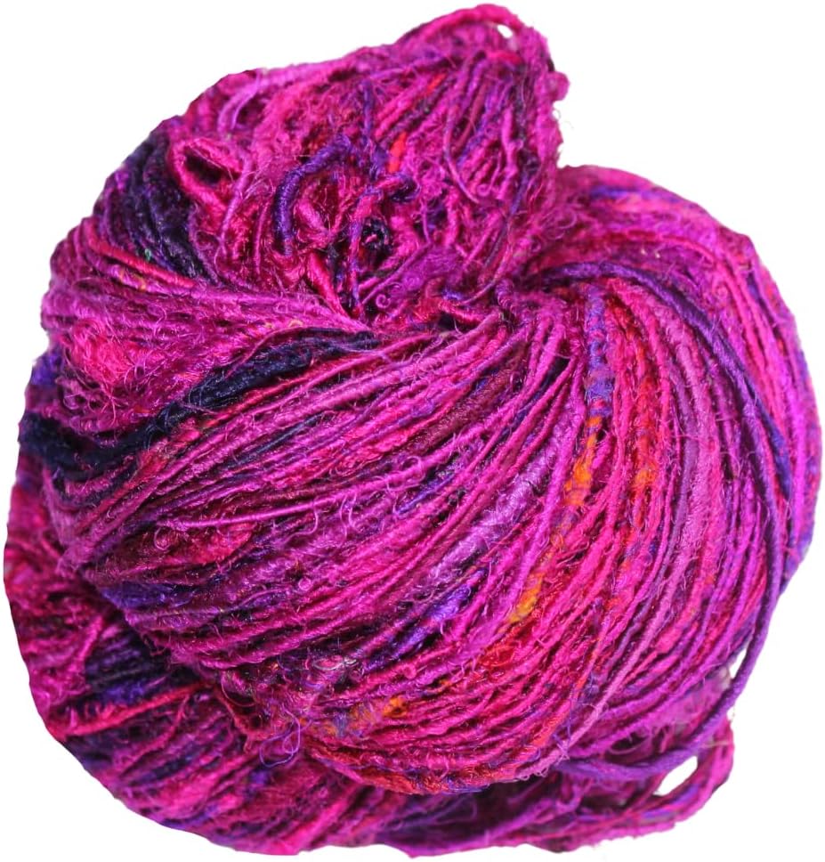 Knitsilk Recycled Sari Silk Worsted Yarn - Magenta | 150+ Yards, 100gm