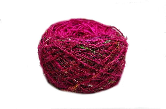 Knitsilk Premium Ball Recycled Sari Silk Yarn - Pink- 100gm, 150yards