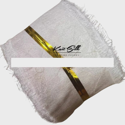 Knitsilk Recycled Mulberry Sari Silk Ribbon Yarn – Natural Undyed, 10 × 1 Yard Strips (50 g)