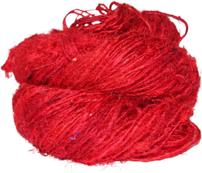 Knitsilk Recycled Sari Silk Worsted Yarn - Red | 150+ Yards, 100gm