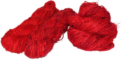 Knitsilk Recycled Sari Silk Worsted Yarn - Red | 150+ Yards, 100gm