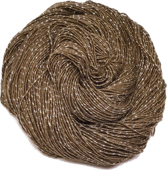 KNITSILK Sparkle Silk Yarn: Silk Shimmer Sparkle & Iridescent Sparkle Yarn - 50 GR Pure Mulberry Silk Yarn - Knit, Crochet, Weave, Baby Yarns -  Olive