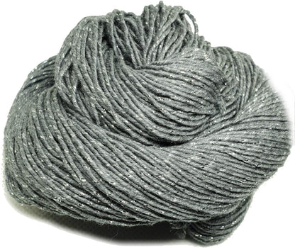 KNITSILK Sparkle Silk Yarn: Silk Shimmer Sparkle & Iridescent Sparkle Yarn - 50 GR Pure Mulberry Silk Yarn - Knit, Crochet, Weave, Baby Yarns -  Grey