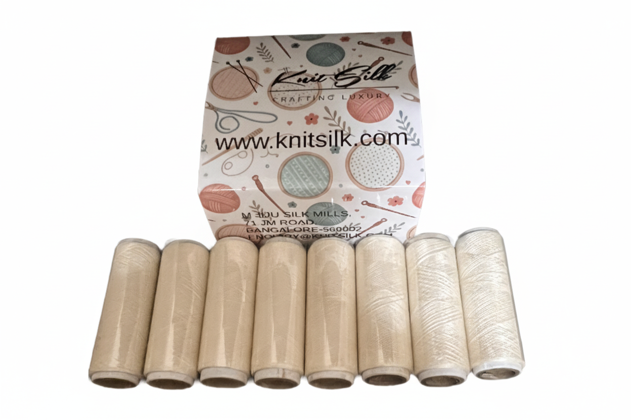 Silk thread tubes with white background and uniform color